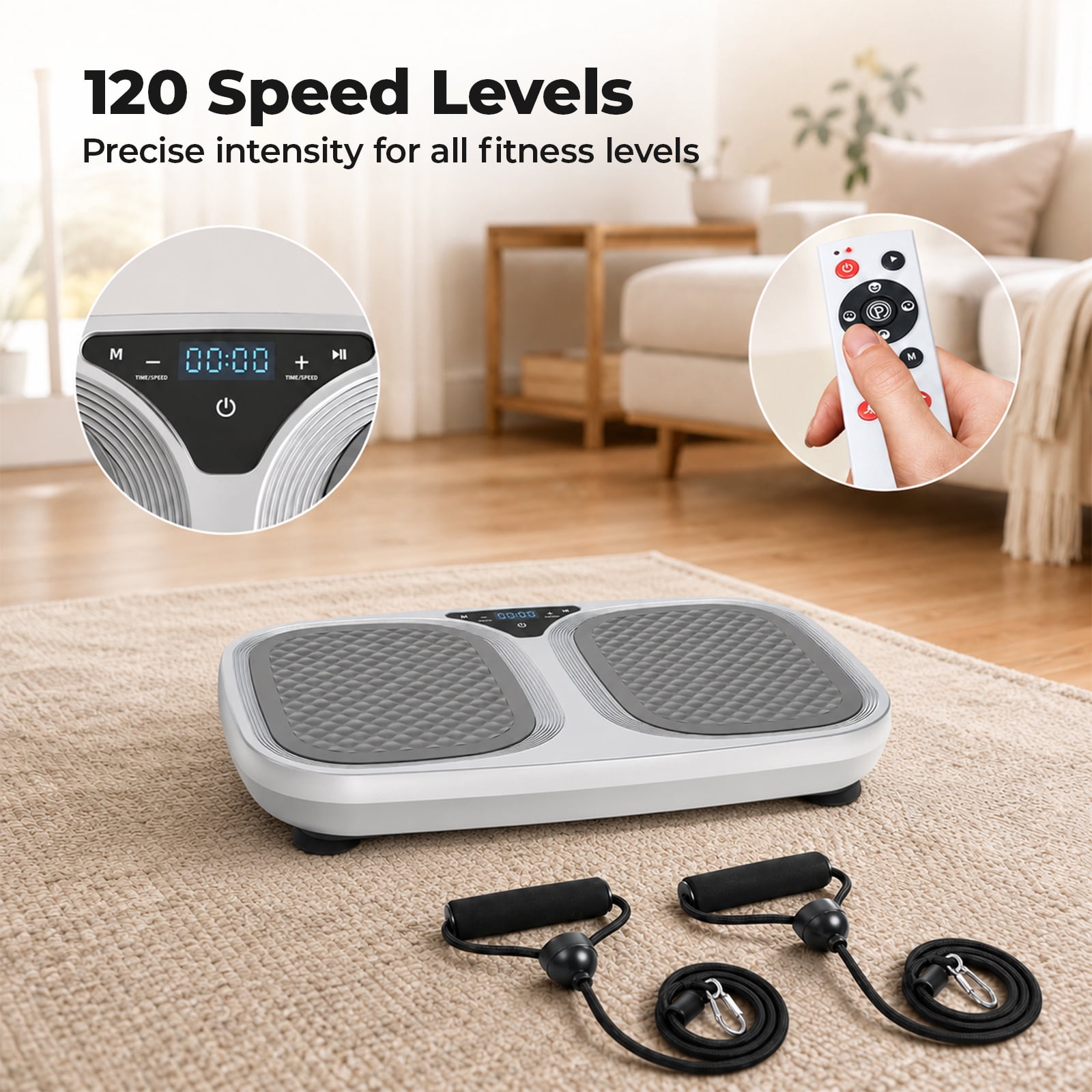 Alvantor Vibration Plate Exercise Machine, Vibrating Fitness Platform for Lymphatic Drainage, Full Body Shaker Workout Equipment, 120 Speeds & 9 Modes, Weight Loss Gifts for Women Men