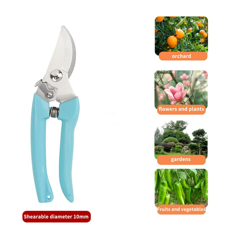Senyucom 2 pack gardening pruning shears handheld pruner scissors set,  stainless steel curved and straight blades