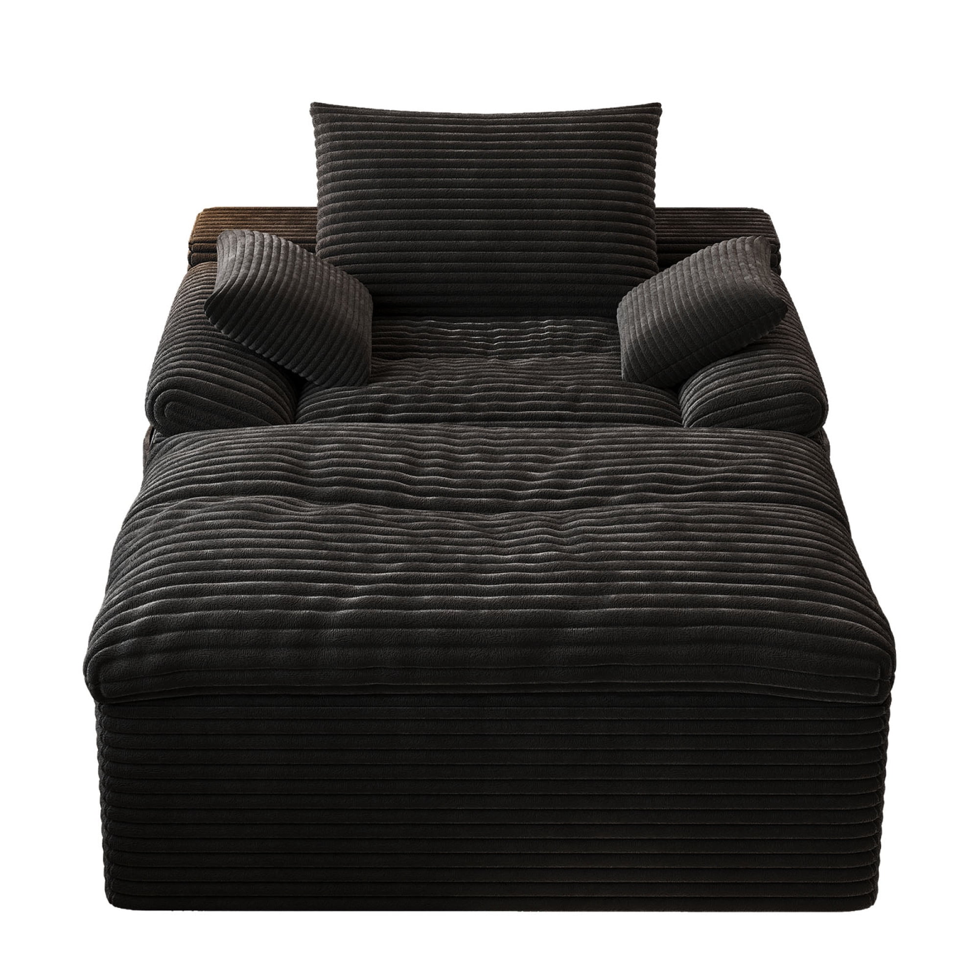 HOQBN 65" Chaise Lounge Chair Indoor,Oversized Boneless Sofa Bed with 3 Pillows,Cloud Reading Chair for Living Room Bedroom, Deep Seat Sleeper Couch, No Assembly Required,Black