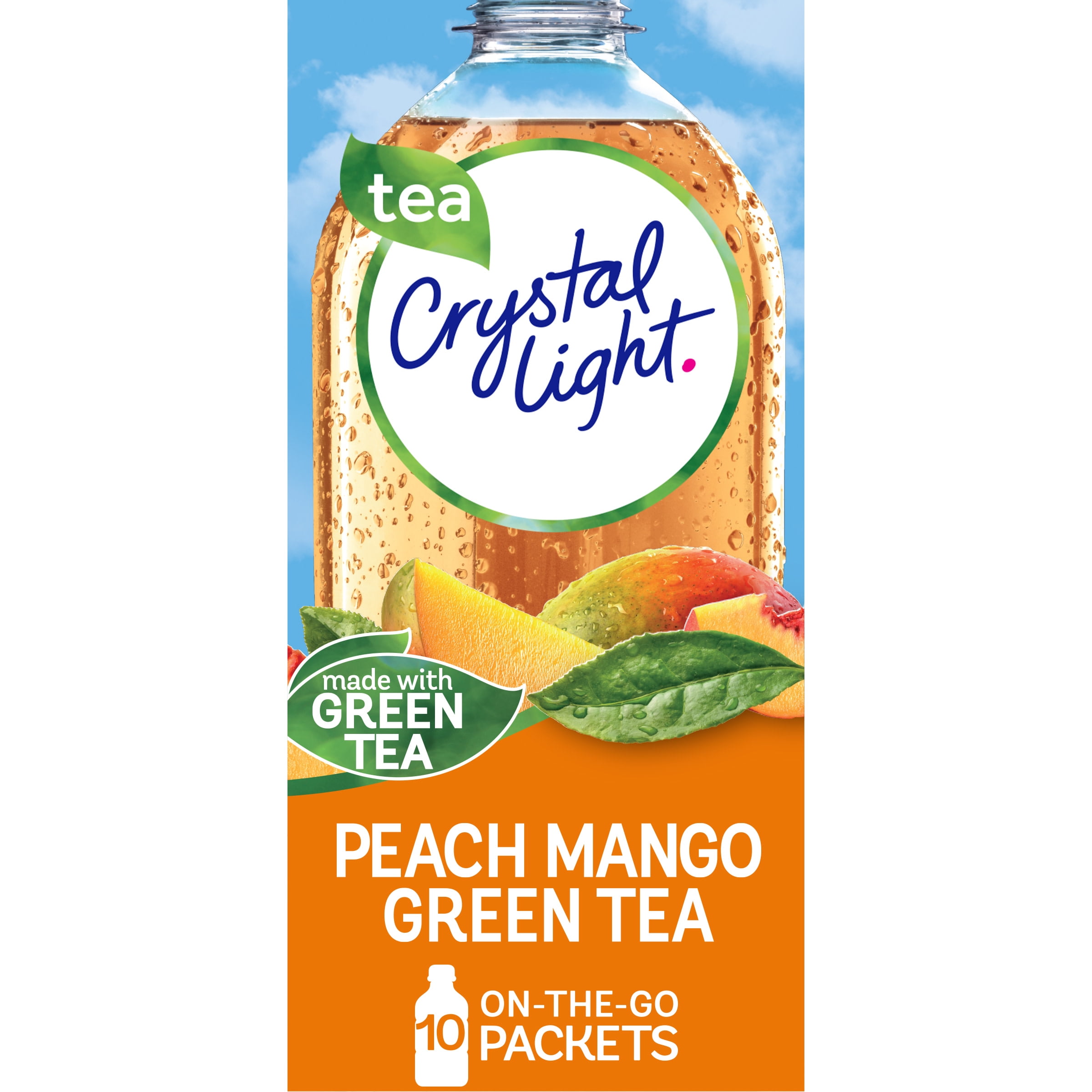 Crystal Light Peach Mango Green Tea Sugar Free Drink Mix Singles, 10 ct On-the-Go-Packets