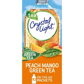Crystal Light Peach Mango Green Tea Sugar Free Drink Mix Singles, 10 ct On-the-Go-Packets