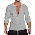 thumbnail image 2 of Mifsaly Long Sleeve Henley Shirts for Men Deep V-Neck Ribbed Casual Shirt Button Front Workout Tshirts Breathable Everyday Athletic Basic Tee L, 2 of 8
