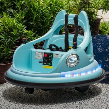 Hommoo Electric Car for Kids,12V Ride on Bumper Car for Kids,W/Remote Control, LED Lights, Bluetooth & 360 Degree Spin, Vehicle Body with Anti-collision Padding Five-point Safety Belt,Blue