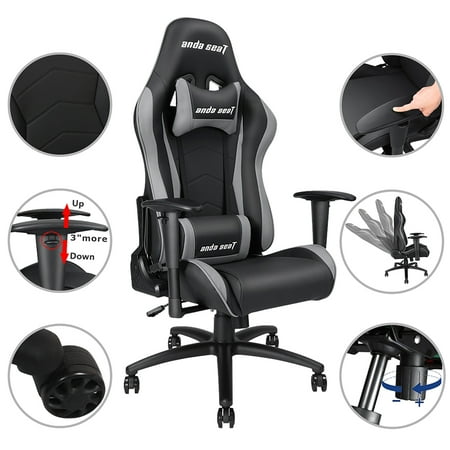 - Anda Seat Racing Gaming Chair Leather Adjustable Recliner Office Seat Color Opt
