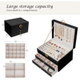thumbnail image 3 of Jewelry Organizer Box, 3 Layers with 2 Drawers Women Jewelry Box, Large Jewelry Organizers Jewelry Boxes Display Earring Necklace Watch Bracelet and Rings (Black), 3 of 7