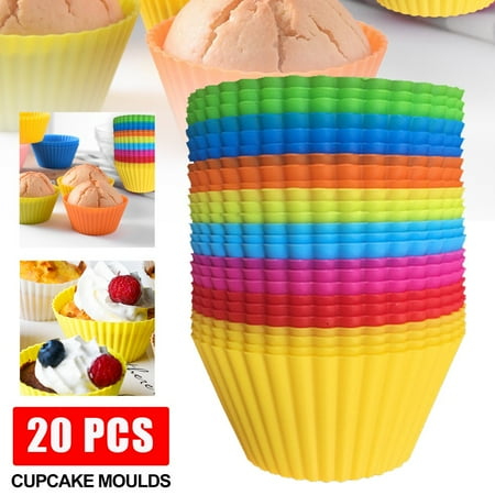 

Yannee Cake Mould 20 Pcs Round Cup Cake Muffin Silicone Baking Mould Cupcake Case DIY Bake Mold (Random Colours)