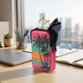 thumbnail image 7 of SEANATIVE Double Glasses Case Soft Neoprene Zipper Sunglasses Pouch with 2 Pockets, Eyewear Holder for Women Men Travel Glasses Organizer Pouch, Tropical Beach Sunset Palm Tree Pink Green Orange, 7 of 7