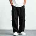 thumbnail image 6 of BXJX Boys Cargo Pants, Multi‑Pocket Wide Leg Elastic Waist Hiking Outdoor Pants for Fall Winter Black Size 12-13 T, 6 of 8