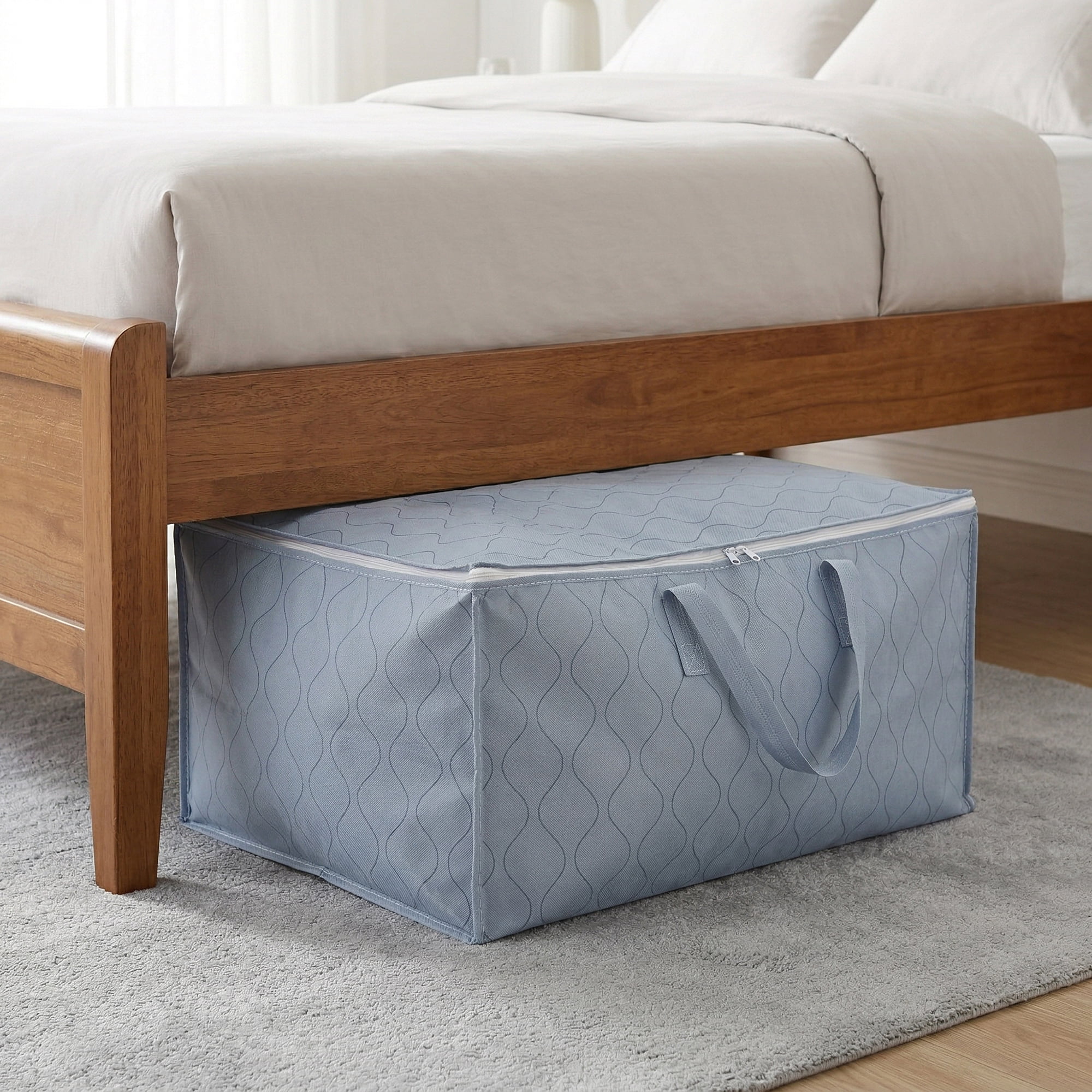 Unique Bargains Storage Bag for Organizing Comforter and Closet Blue 28.3"x12.2"x20.5"
