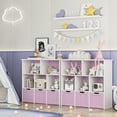 thumbnail image 4 of Homfa Toy Storage Organizer with 3 Movable Drawers, 5 Cube Bookcase for Playroom, Storage Cabinet for Living Room, Pinkish Purple Finish, 4 of 7