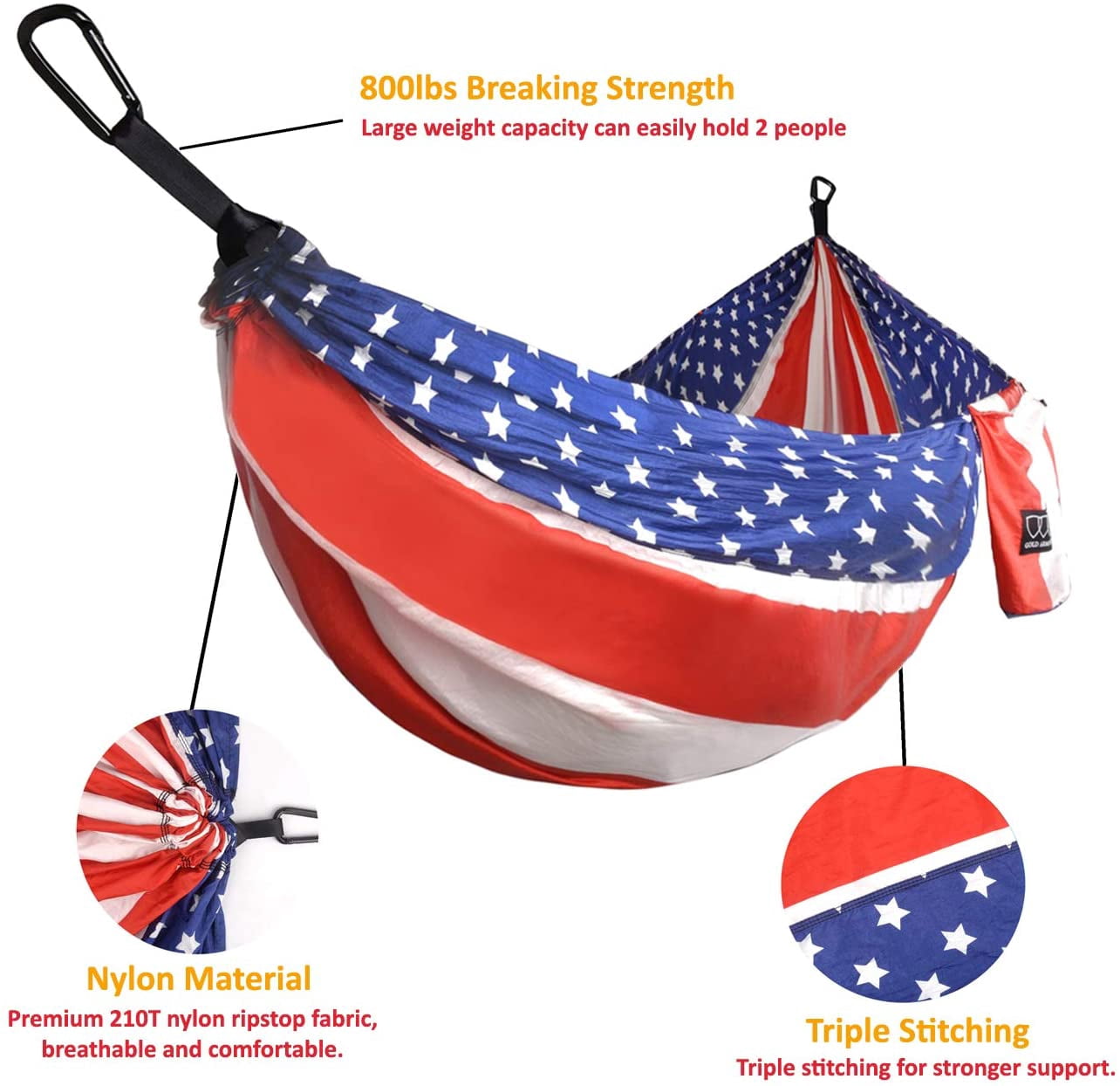 Gold Armour Camping Hammock - Extra Large Double Parachute Hammock Flag