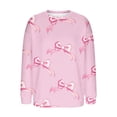 thumbnail image 5 of IROINNID Womens Printed Fleece Pullover Top Cozy Casual Long Sleeve Round Neck Off Shoulder Sweater Soft Comfortable Loose Fit Blouse for Home Daily Wear(Hot Pink,XL), 5 of 5