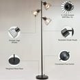 thumbnail image 3 of Bestco 65" Industrial Floor Lamp w Adjustable Metal Shades,Black, 3 of 12