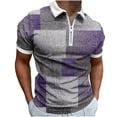 thumbnail image 1 of Tops de Algodón para las Mujeres con Cremallera de Manga Corta con Solapa Impresa Camiseta Suelta, Ligera Blusa de Cuello Redondo de Algodón de Imitación para el Hogar Y el Uso Diario, 1 of 5