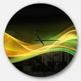 thumbnail image 1 of Designart '3D Gold Green Wave Design ' Modern wall clock, 1 of 6