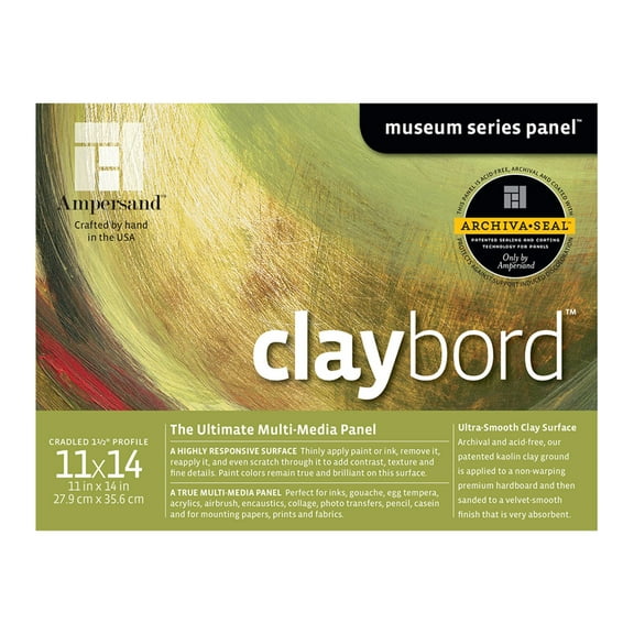 Ampersand Art Claybord, Cradled, 1-1/2" Profile, 11" x 14"