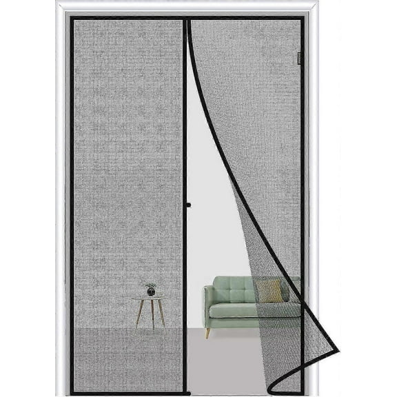80 X 210 Cm Black Magnetic Door Curtain, Anti-mosquito Insect Repellent Magnetic Door Curtain With Magnets, No Drilling.