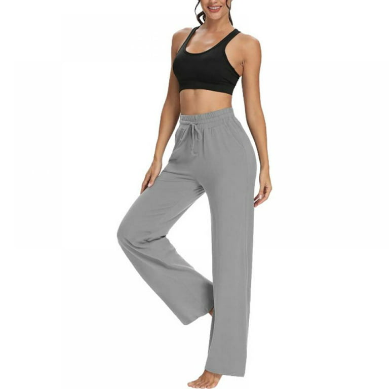 Womens Yoga Sweatpants Wide Leg Lounge Pajamas Pants Comfy Drawstring  Workout Joggers Pants with Pockets 