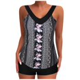 thumbnail image 1 of Maillot de Bain Deux Pièces pour Femmes Grande Taille avec Nœud Imprimé et Short, 1 of 5