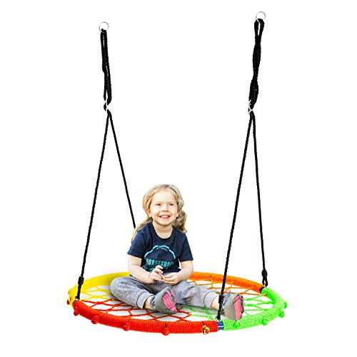 wonline 40?? Spider Web Tree Swing, 330lb Weight Capacity, Indoor/Outdoor Net Swing for Kids