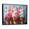 thumbnail image 2 of Designart "Cream Popart Food Ice wall art I" Food & Beverage Floater Framed Wall Art Living Room, 2 of 7