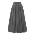 thumbnail image 5 of Women's Summer Tennis Skirts Women’s Casual Loose Floral Midi Skirt With Stretch Waistband A Line Dressy Street Style Skirt Gray S, 5 of 7