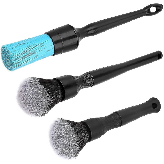 Juego de cepillos ultrasuaves para detalles de automóviles, kit de cepillos para detalles automáticos para superficies elegantes, 1 Juego, azul y negro