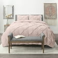 thumbnail image 2 of Nestl 3 Piece Pinch Pleated Pintuck Duvet Cover Set with Shams, Soft Microfiber,Button Closure Bedding Set, Full - Blush, 2 of 9