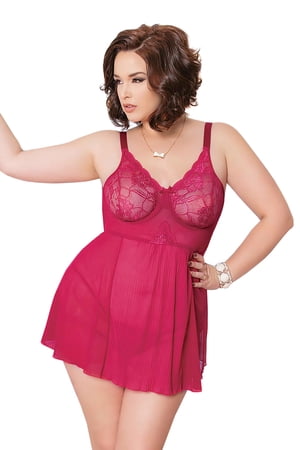 Plus Size Elegant Flirty Soft Lace Underwire Babydoll ... Plus Size Elegant Flirty Soft Lace Underwire Babydoll ...