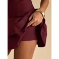 thumbnail image 3 of Maroon Women's Solid Color Deep V-Neck Ruffle Hem Sleeveless Dress,, 3 of 6