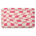 thumbnail image 2 of Aesthetic 70S Abstract Wavy Swirl Bath Rugs, Cute Pink Beige Checkerboard Non-Slip Doormat Floor Entryways Indoor Front Door Mat Bath Mat, Bathroom Rug Accessories Shower Mat Floor Mat, 2 of 4