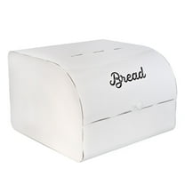AuldHome Design Large White Bread Box; Farmhouse Enamelware Vintage Style Family Size Countertop Bread Bin