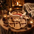 thumbnail image 4 of Highland Cow Serving Wooden Platter 9.84"x7.87" Large Kids Snack Plate Food Safe Charcuterie Board for Christmas Thanksgiving Divided Tray for Fruit Dessert Baby Food, 4 of 6