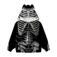 thumbnail image 4 of Otqutp Zip Up Hoodie for Girls Skeleton Print Cat Ear Long Sleeve Jacket Kids Halloween Sweatshirt Fall Windproof Coats, 4 of 4