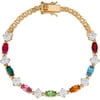 "Quick Ship Gift" - Family Jewelry Personalized Mother's Marquise-Shaped Birthstone Gold-Tone Bracelet