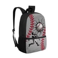 thumbnail image 2 of Binienty Grey Baseball Print Kids Backpack 17 Inch for School Girls 4th Grade Large Capacity Bookbag with Built-in Laptop Pocket & Mesh Side Holders Lightweight Casual Daypack, 2 of 6