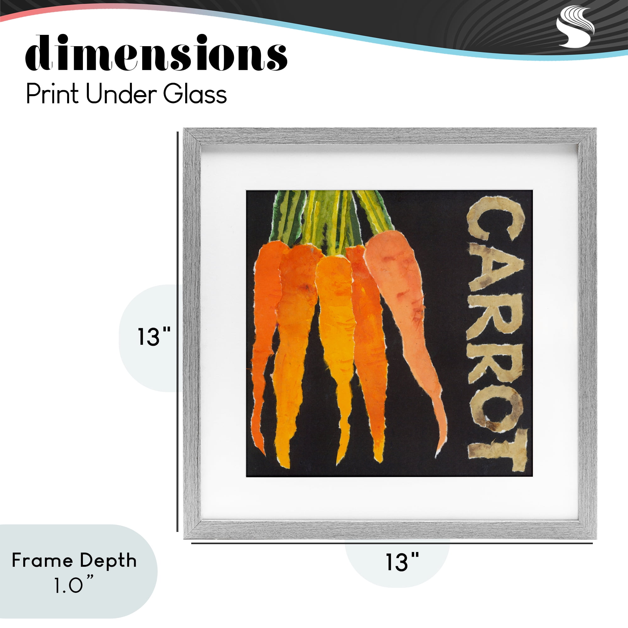 Stupell Industries Carrot Root Vegetable Gray Framed Print Under Glass, design by Nancy Overton