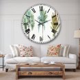 thumbnail image 2 of Designart 'Mixed Botanical Greens palms I' Farmhouse wall clock, 2 of 2