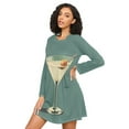 thumbnail image 3 of FORMRS Womens Long Sleeve Nightgowns Crew Neck Sleep Shirt Soft Pajamas Sizes S-3XL, Beige Martini, 3 of 8