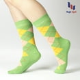 thumbnail image 3 of HUGH UGOLI Women's Cotton Argyle Crew Socks | Fun Colorful, Patterned Trouser or Dress Socks, 4 Pairs, Green, Shoe Size: 6-9, 3 of 4