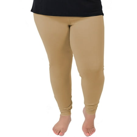 Beige Heather - Women's Cotton Leggings - X-Large Adult (12-14) / Beige