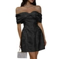 thumbnail image 2 of Saitn Short Cocktail Dresses for Teens Off the Shoulder Homecoming Dress with Party Gowns Black M, 2 of 8