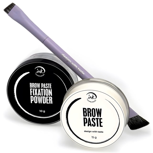 Kit de mapeo de cejas permanente de tinta con polvo fijador, cepillo para cejas y pasta para cejas, herramienta de mapeo de cejas, pasta blanca para delinear y fijar polvo, herramienta de modelado pro