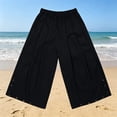 thumbnail image 5 of SAWOBUUN Mens Wide Leg Capri Pants Drawstring Elastic Waist Casual Summer Lightweight Breathable Loose Fit Trousers, 5 of 5