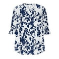 thumbnail image 5 of QQAMB Women's Tunic Tops V-Neck Floral Printed Half Sleeve Casual Loose Ruffle Blouse T-Shirts Blue XL, 5 of 6