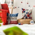 thumbnail image 2 of Sm:)e Land of the Free America Flag Flowers 4th of July Throw Pillow Cover 18x18 Inch Set of 4, Polyester Patriotic Outdoor Pillow Case for Sofa Couch, 2 of 6