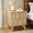 thumbnail image 3 of Wirrytor Modern Flutted NightStand with 2 Drawers, Farmhouse Sofa Table with Storage, Bedside Table for Living Room(Natural), 3 of 8