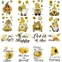 16 Sheets 2 Style Sunflower Window Clings Honey Bee Gnome Spring Window Stickers Window Decor Decals for Fridge Bedroom Living Room Kitchen Store Showcase Wall Decorations DIY