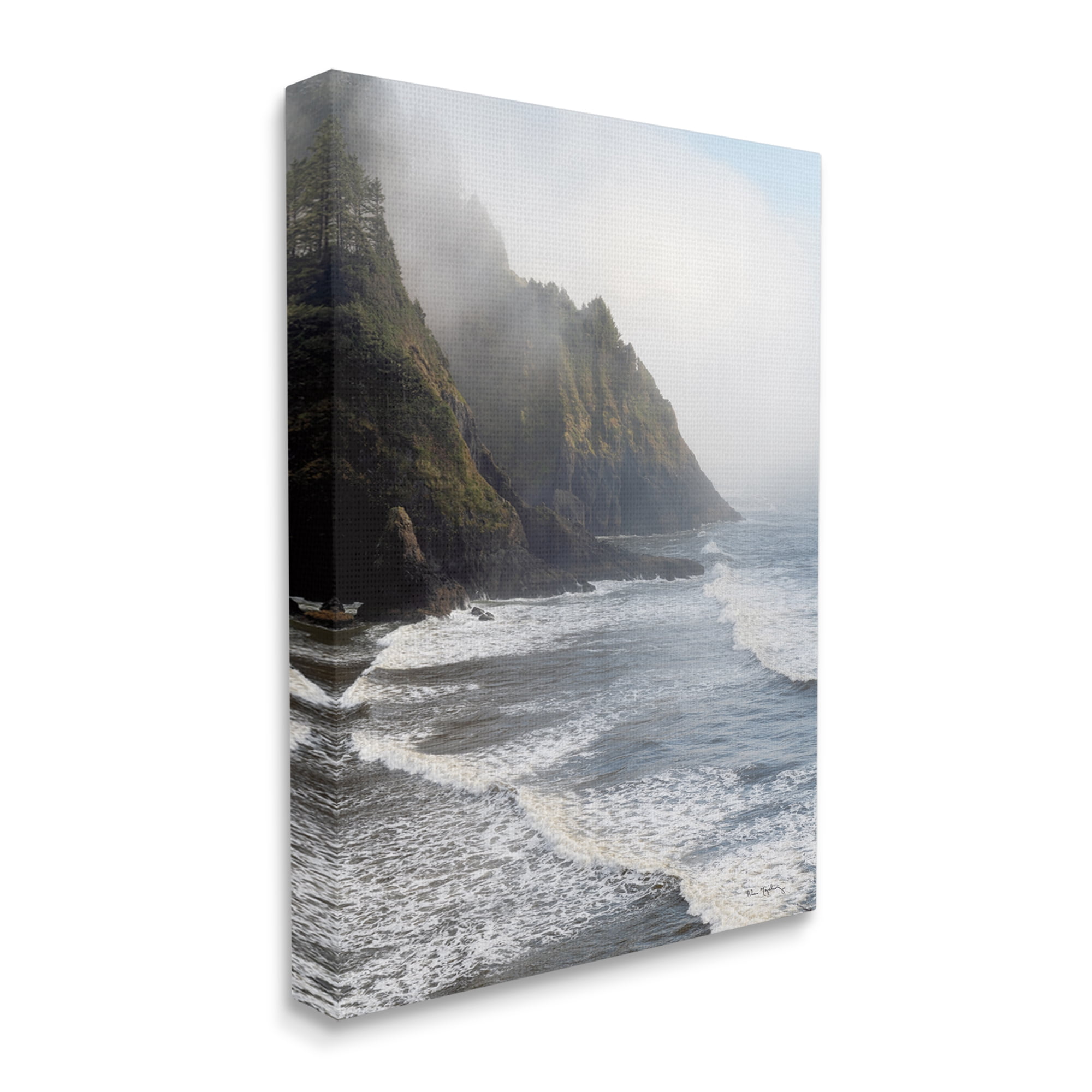 Stupell Industries Cliffside Sea Waves Landscape Nature Photography Gallery Wrapped Canvas Print Wall Art, 24 x 30