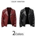 thumbnail image 5 of Veste en Cuir Moto Décontractée à Col Rabattu pour Hommes Automne, 5 of 5